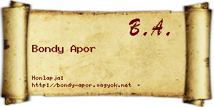 Bondy Apor névjegykártya